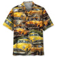 Vintage Yellow Taxi Hawaiian Shirt For Seasonal Celebration, Summer Vacation, And Casual Wear