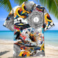 Abstract Vinyl Record Hawaiian Shirt For Summer Vacation, Beach Travel, And Casual Wear