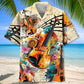 Vintage Violin Hawaiian Shirt For Resort Trips, Coastal Parties, And Warm Weather Style