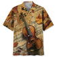 Vintage Violin Maple Leaf Hawaiian Shirt For Resort Trips, Coastal Parties, And Warm Weather Style