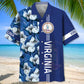 Floral Virginia Proud Hawaiian Shirt For Resort Trips, Coastal Parties, And Warm Weather Style