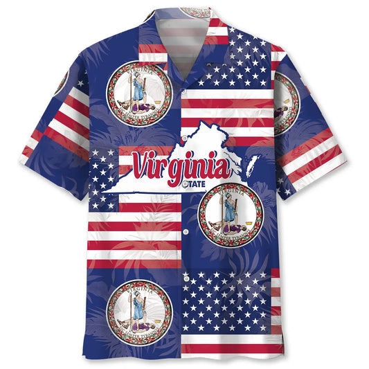 Virginia Proud Hawaiian Shirt For Tropical Holidays, Outdoor Gatherings, And Everyday Comfort