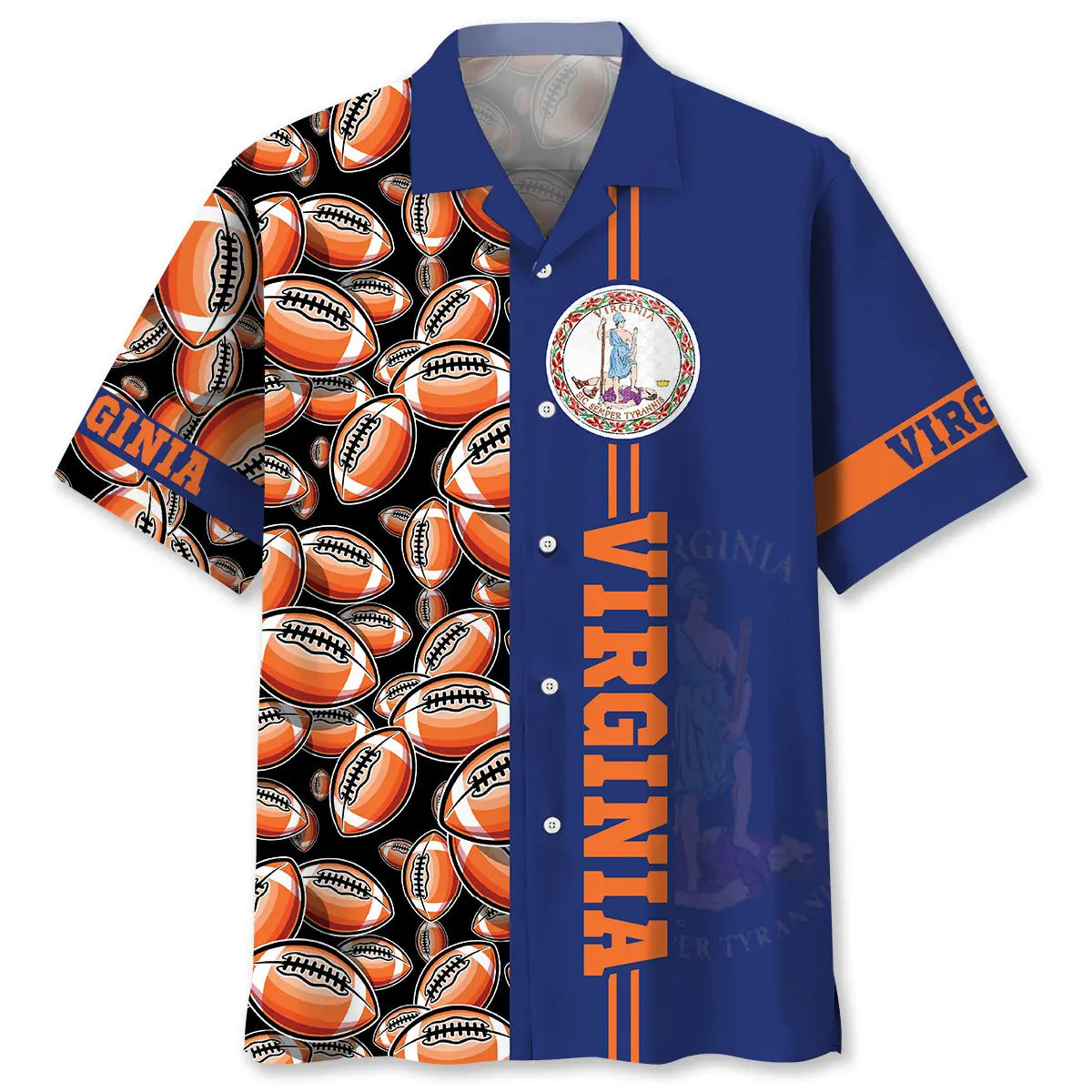 Virginia Heritage Football Hawaiian Shirt For Coastal Travel, Casual Events, And Comfortable Summer Wear
