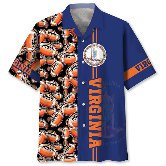 Virginia Heritage Football Hawaiian Shirt For Coastal Travel, Casual Events, And Comfortable Summer Wear
