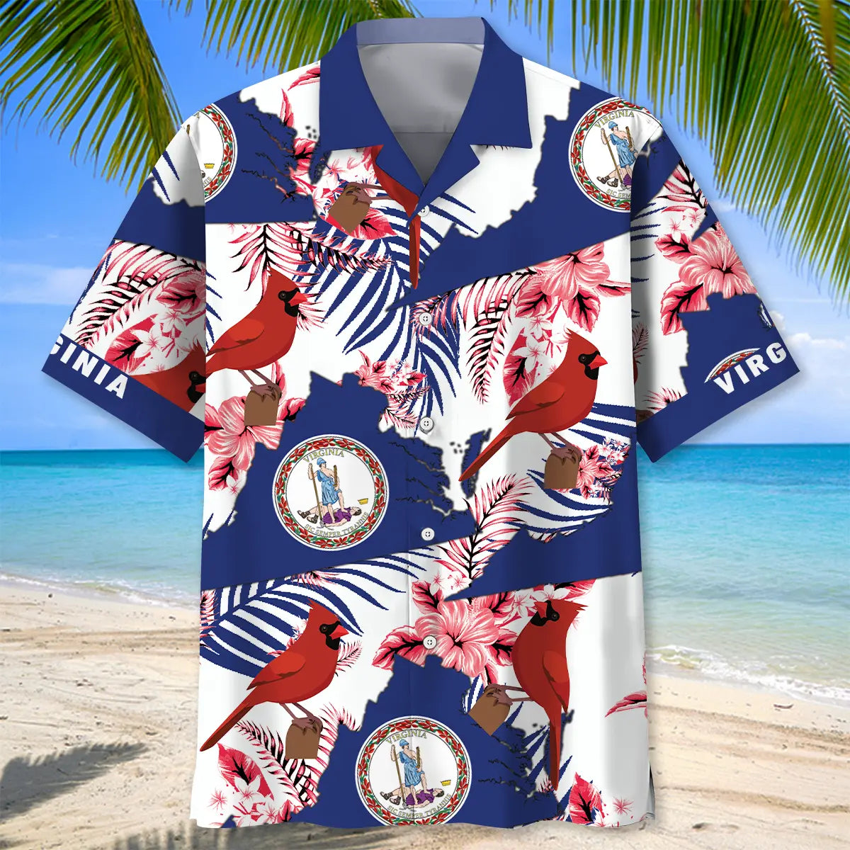 Virginia State Hawaiian Shirt For Tropical Retreat, Island Adventure, And Vacation Outfit