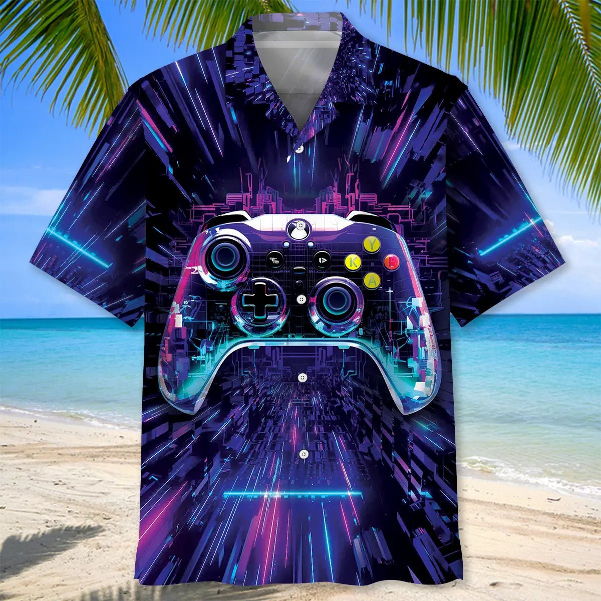 Virtual Video Game Hawaiian Shirt For Summer Vacation, Beach Travel, And Casual Wear