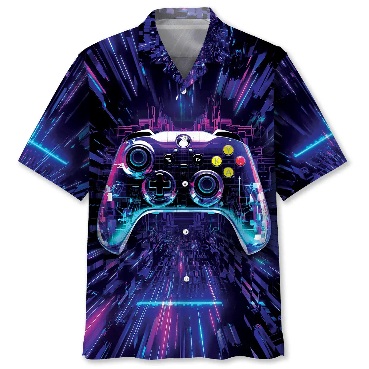 Virtual Video Game Hawaiian Shirt For Summer Vacation, Beach Travel, And Casual Wear
