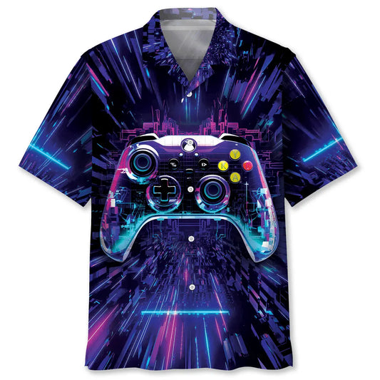 Virtual Video Game Hawaiian Shirt For Summer Vacation, Beach Travel, And Casual Wear