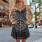 Viking Sign V-Neck Sleeveless Cami Dress For Summer Vacations And Casual Everyday Wear