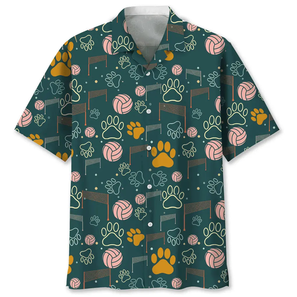 Volleyball Dog Hawaiian Shirt For Summer Vacation, Beach Travel, And Casual Wear