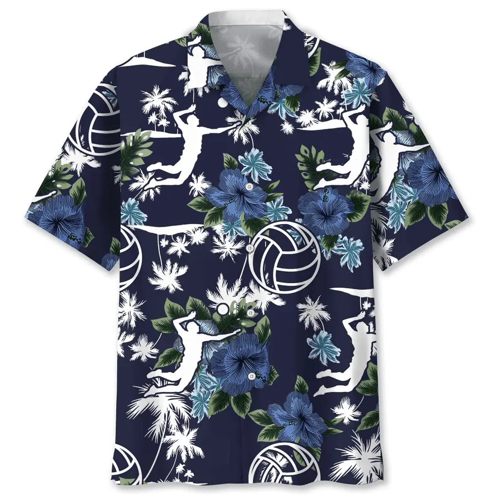 Volleyball Blue Nature Hawaiian Shirt For Resort Trips, Coastal Parties, And Warm Weather Style