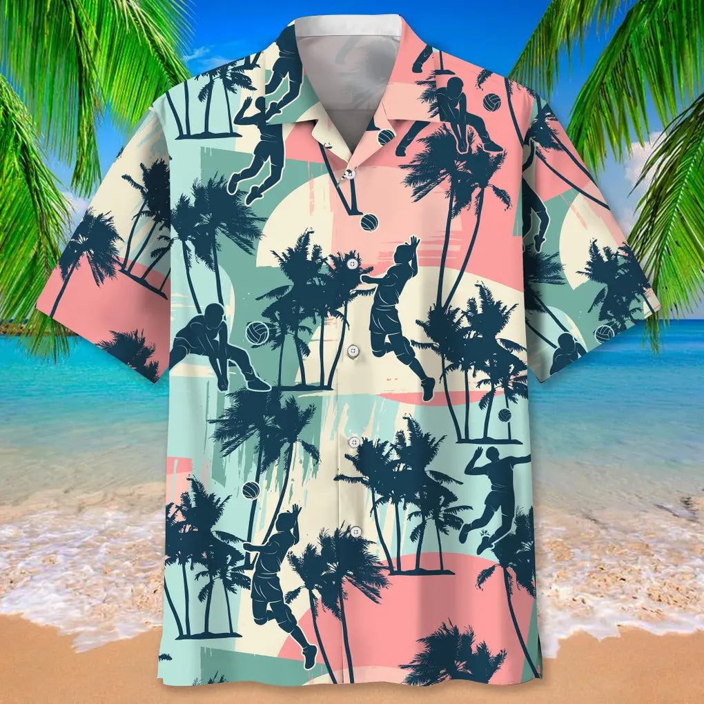 Colorful Volleyball Beach Hawaiian Shirt For Beach Days, Summer Outings, And Thoughtful Gift Giving