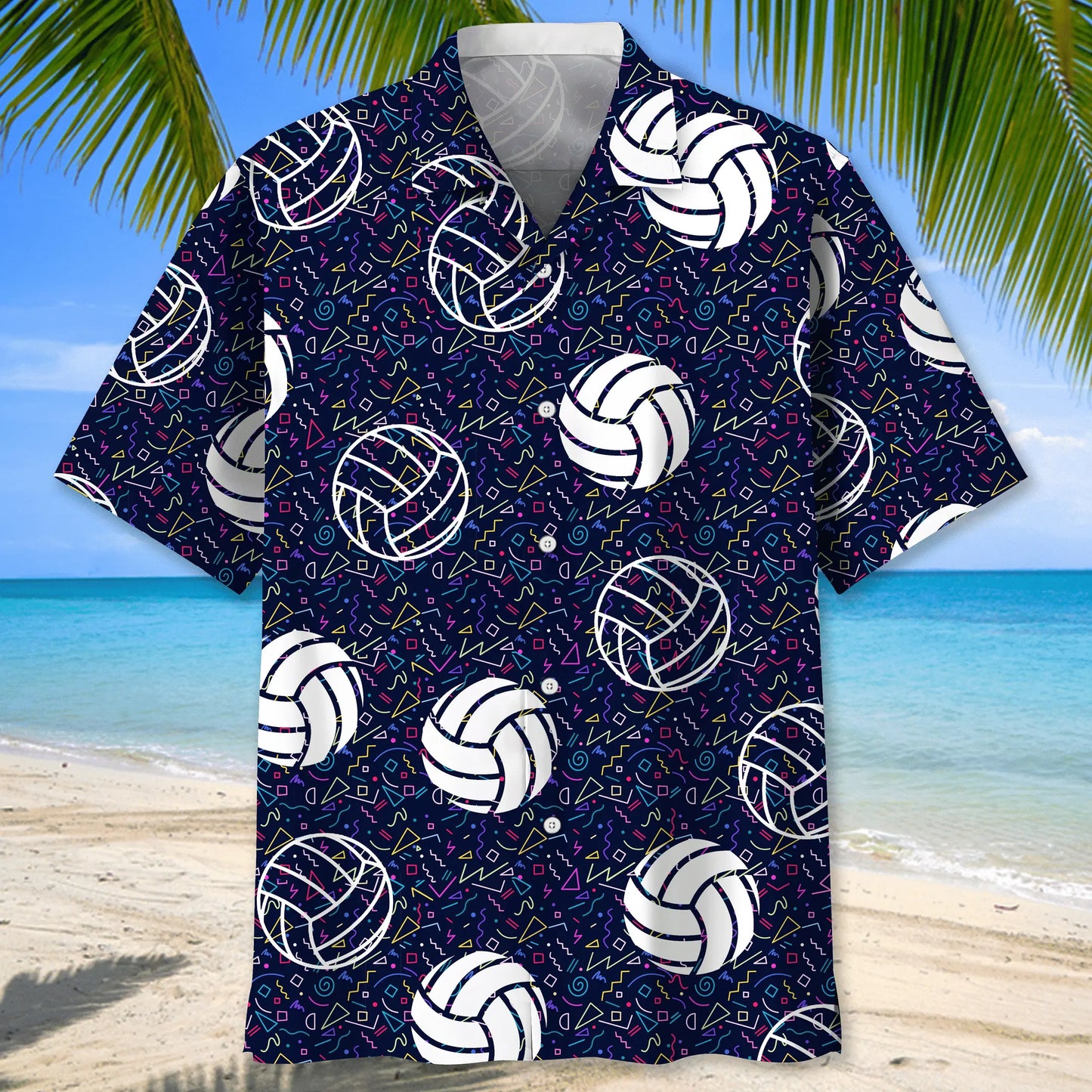 Colorful Volleyball Hawaiian Shirt For Island Vacations, Resort Wear, And Relaxed Seasonal Style