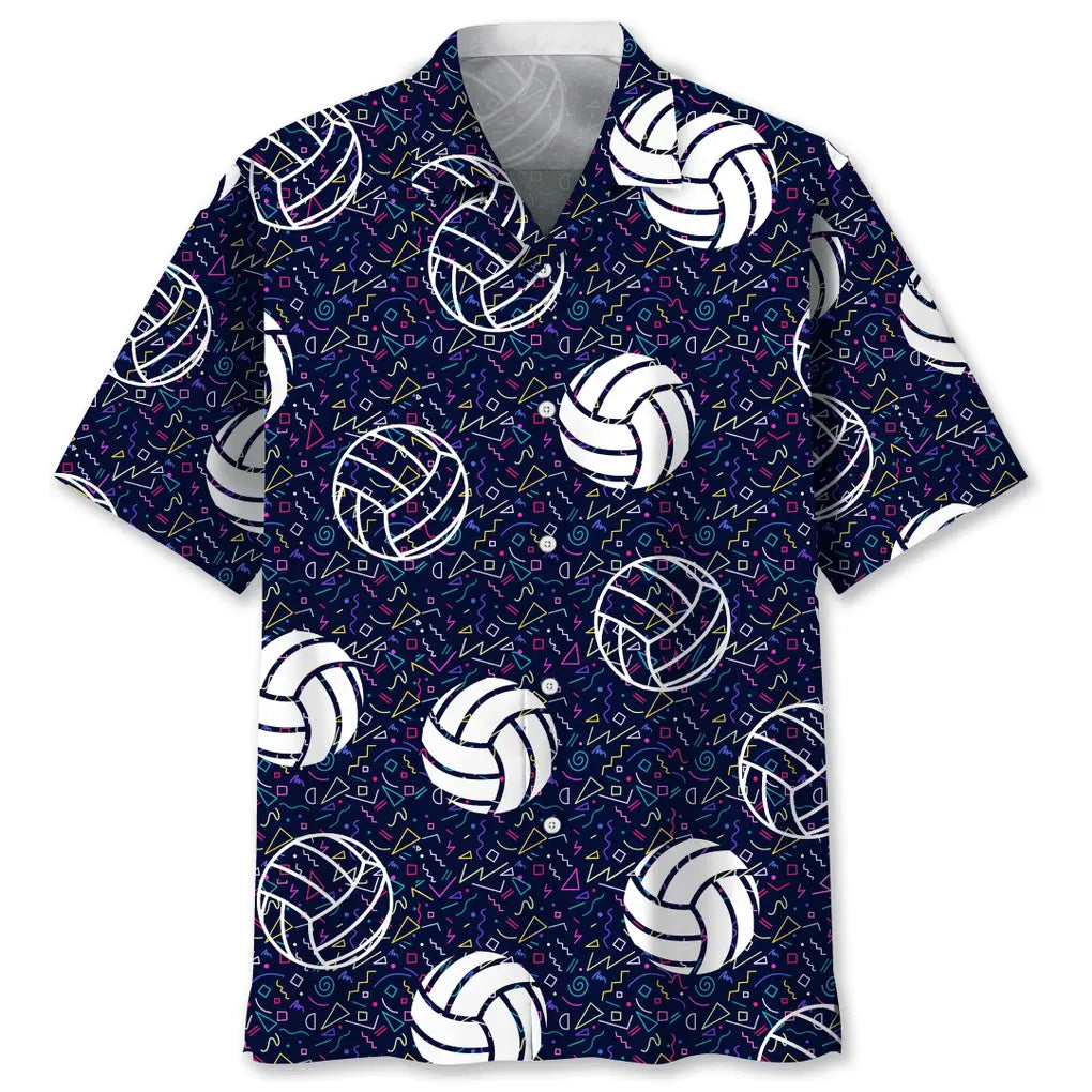 Colorful Volleyball Hawaiian Shirt For Island Vacations, Resort Wear, And Relaxed Seasonal Style