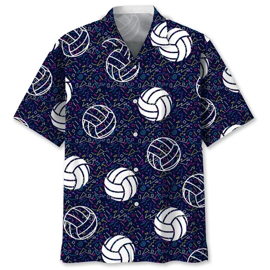 Colorful Volleyball Hawaiian Shirt For Island Vacations, Resort Wear, And Relaxed Seasonal Style