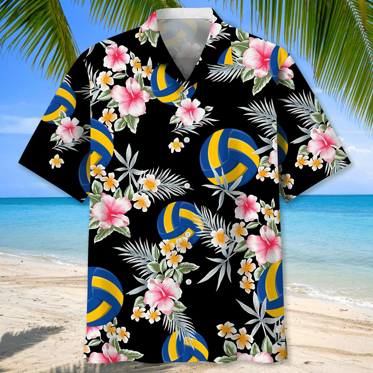 Floral Volleyball Hawaiian Shirt For Coastal Travel, Casual Events, And Comfortable Summer Wear