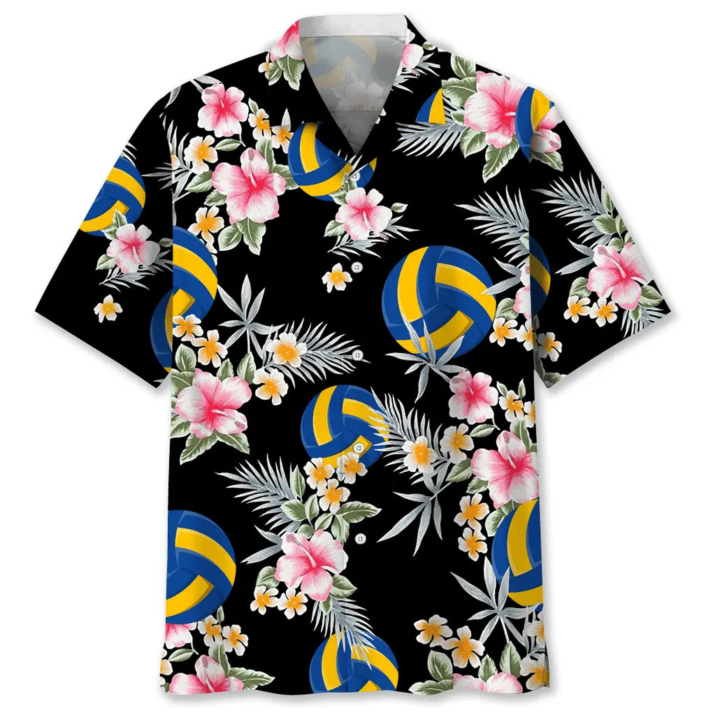 Floral Volleyball Hawaiian Shirt For Coastal Travel, Casual Events, And Comfortable Summer Wear