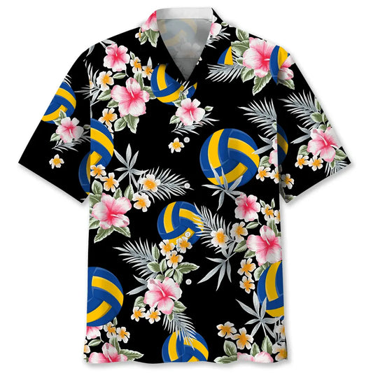 Floral Volleyball Hawaiian Shirt For Coastal Travel, Casual Events, And Comfortable Summer Wear