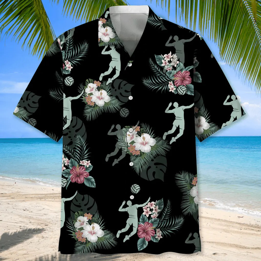 Tropical Volleyball Hawaiian Shirt For Tropical Holidays, Resort Trips, And Relaxed Coastal Style