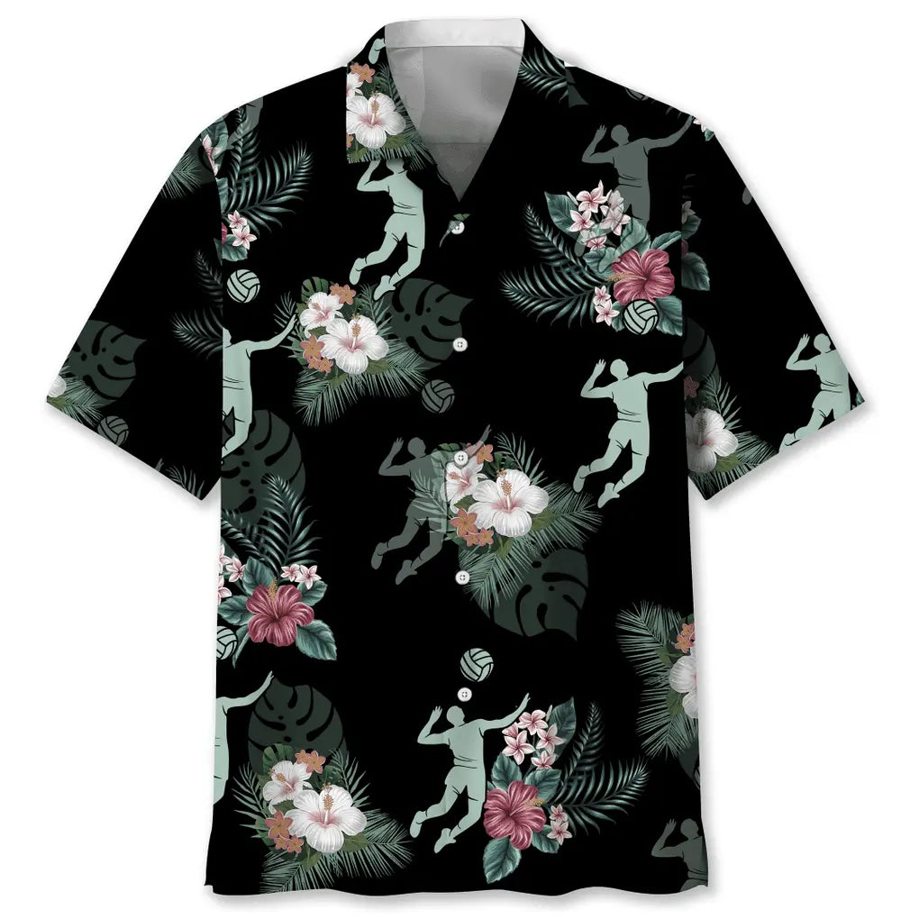 Tropical Volleyball Hawaiian Shirt For Tropical Holidays, Resort Trips, And Relaxed Coastal Style