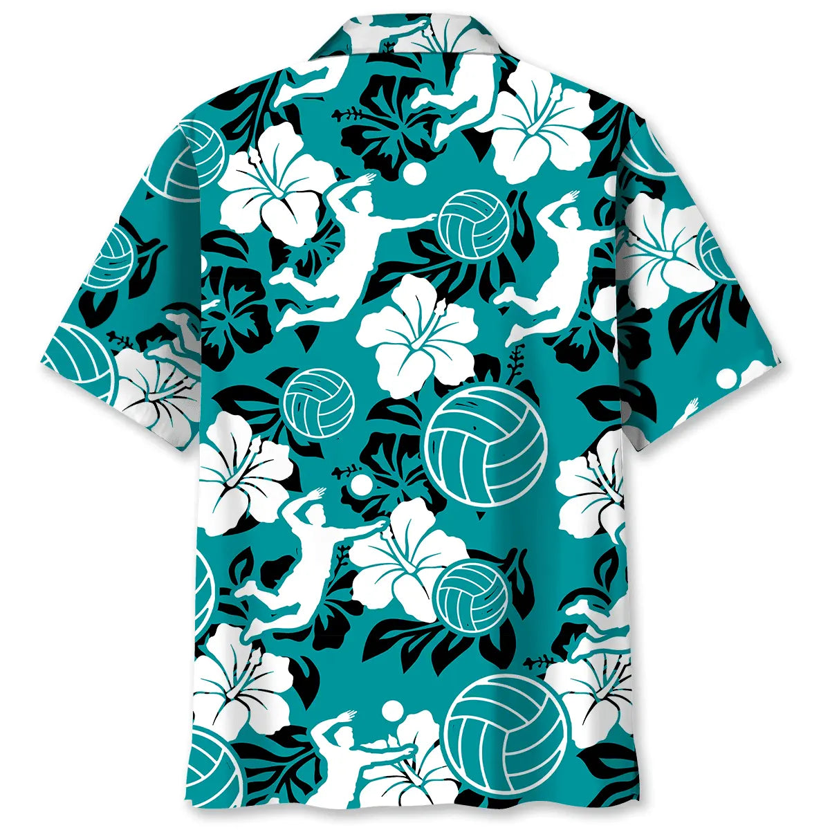 Volleyball Hibiscus Blue Hawaiian Shirt For Coastal Travel, Casual Events, And Comfortable Summer Wear