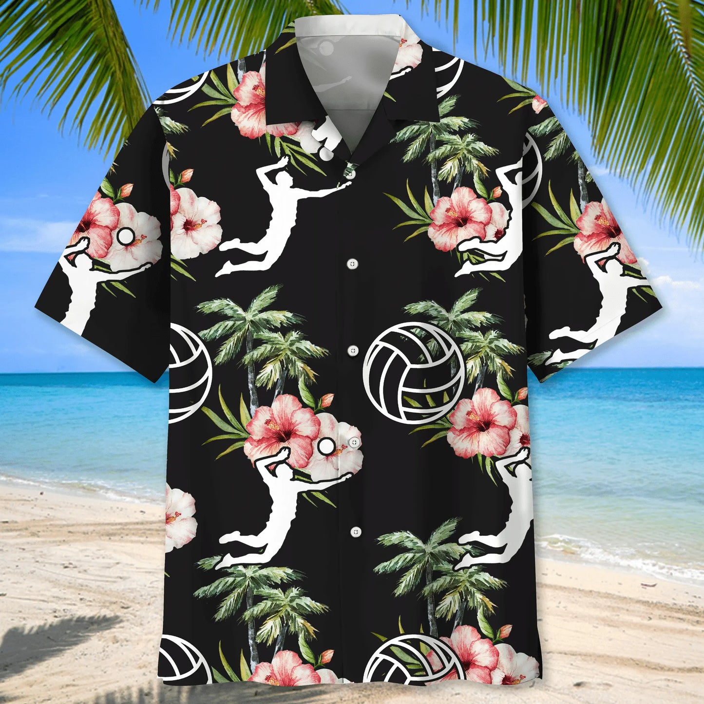Floral Volleyball Nature Hawaiian Shirt For Resort Trips, Coastal Parties, And Warm Weather Style