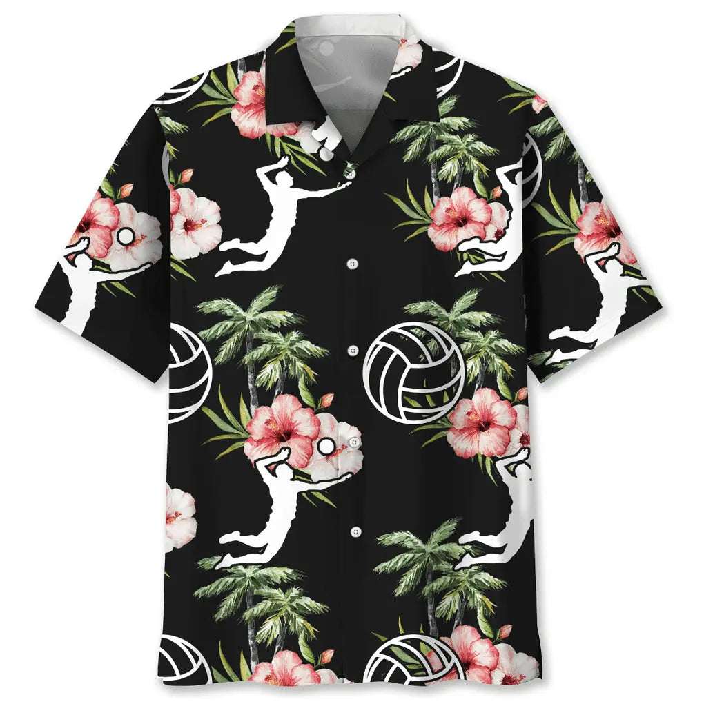 Floral Volleyball Nature Hawaiian Shirt For Resort Trips, Coastal Parties, And Warm Weather Style
