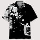 Volleyball Rose Black White Hawaiian Shirt For Summer Vacation, Beach Travel, And Casual Wear