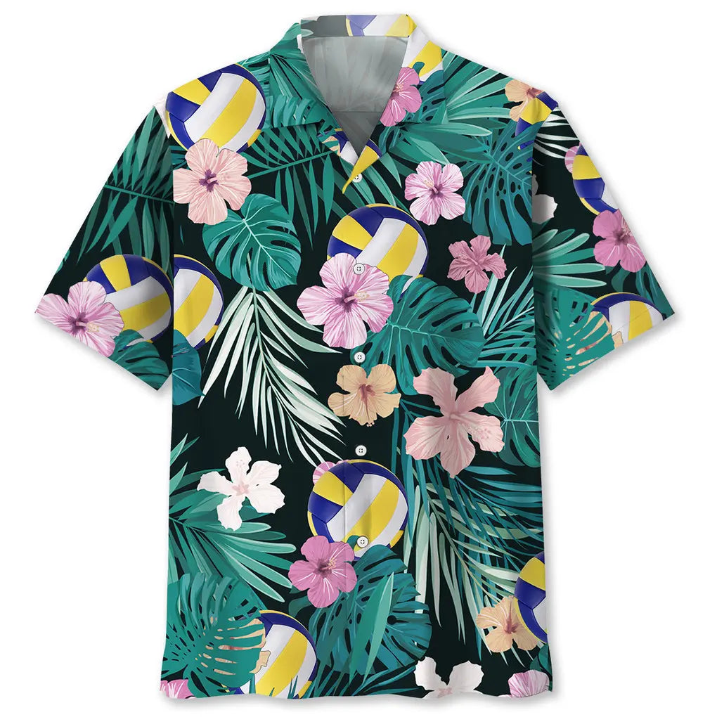 Tropical Volleyball Hawaiian Shirt For Island Getaways, Outdoor Gatherings, And Comfortable Summer Wear