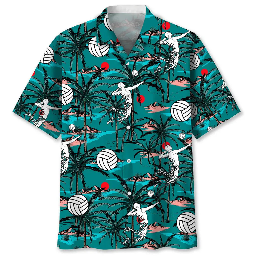 Vintage Volleyball Hawaiian Shirt For Tropical Holidays, Outdoor Gatherings, And Everyday Comfort