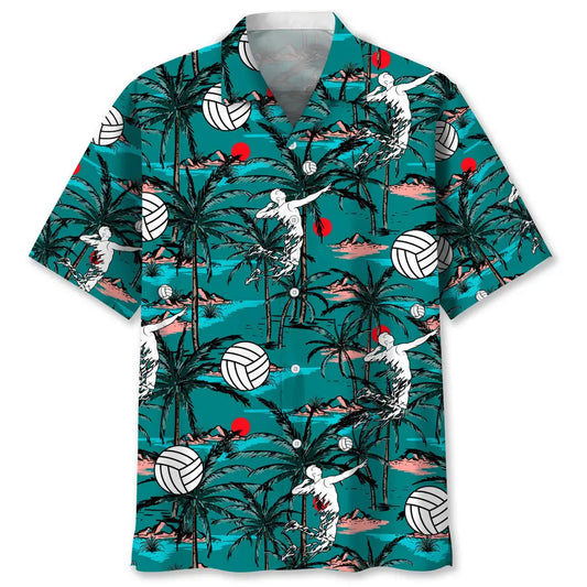 Vintage Volleyball Hawaiian Shirt For Tropical Holidays, Outdoor Gatherings, And Everyday Comfort