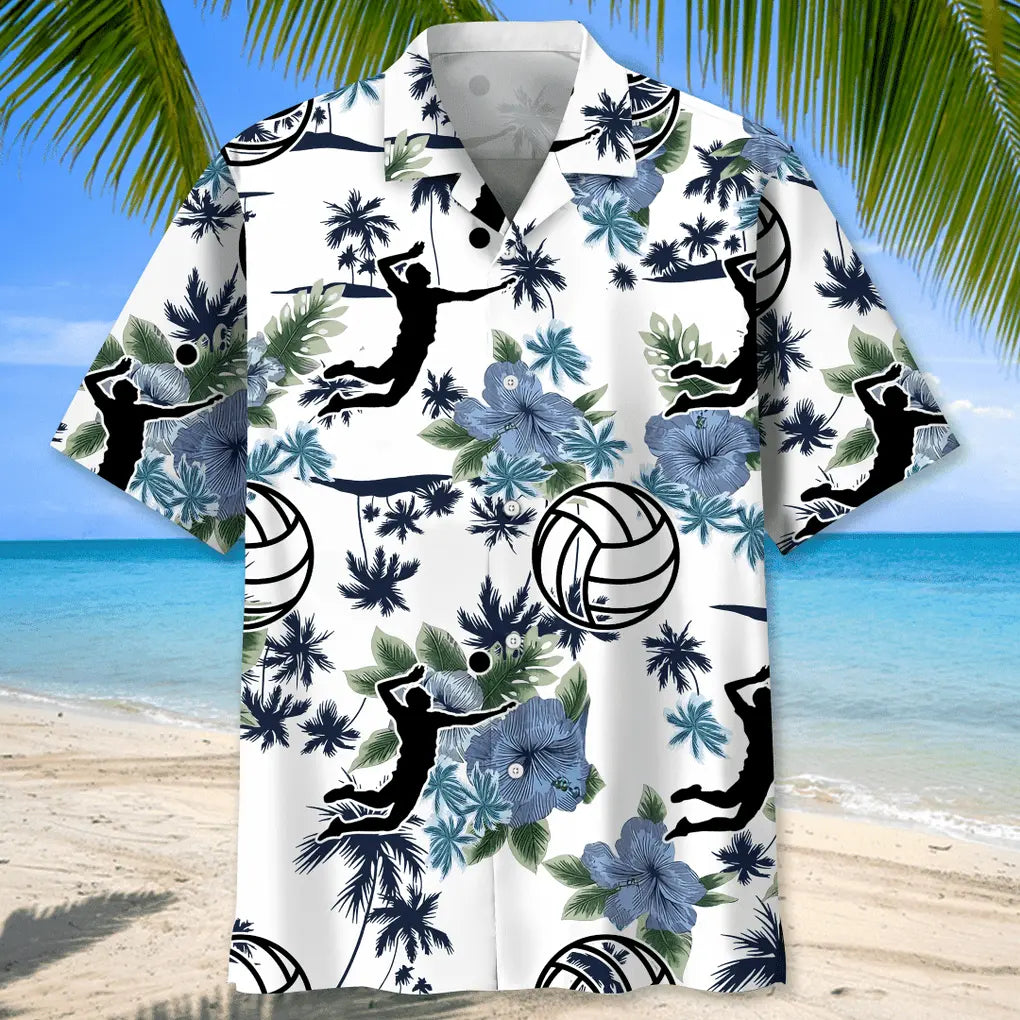 Volleyball White Nature Hawaiian Shirt For Resort Trips, Coastal Parties, And Warm Weather Style