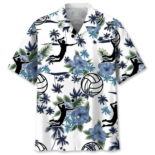 Volleyball White Nature Hawaiian Shirt For Resort Trips, Coastal Parties, And Warm Weather Style