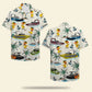 Island Summer Wakeboarding Duck Aloha Wakeboard Boat Hawaiian Shirt For Summer Vacation, Beach Travel, And Casual Wear
