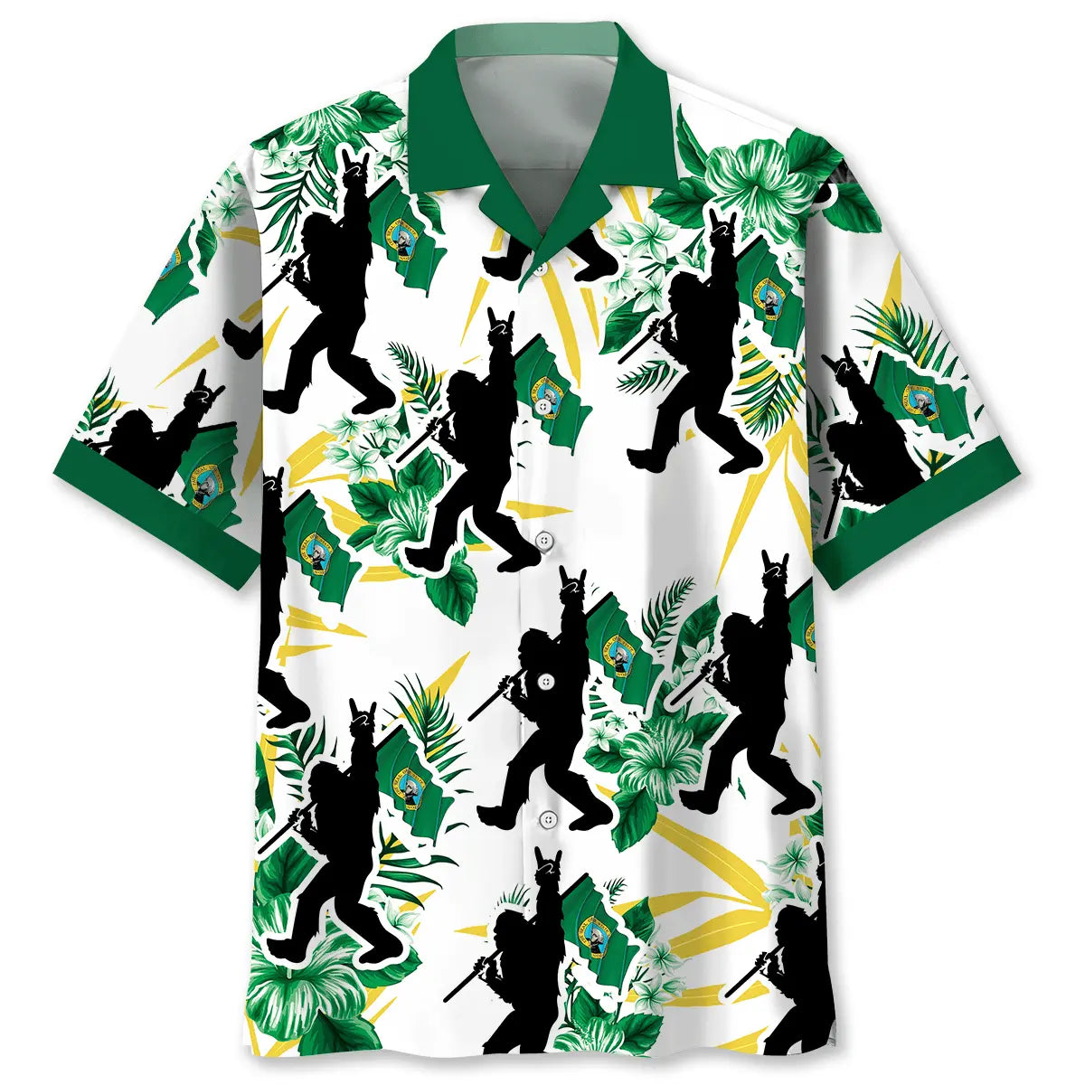 Washington Bigfoot Hawaiian Shirt For Cruise Journey, Resort Escape, And Seasonal Wardrobe
