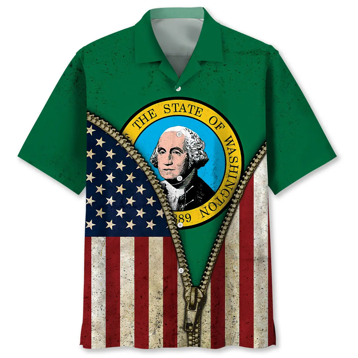Washington Heritage Flag Hawaiian Shirt For Beach Days, Summer Outings, And Thoughtful Gift Giving