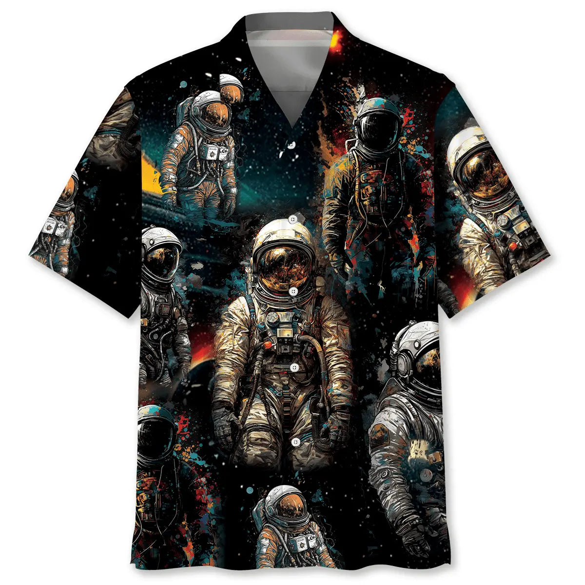 Colorful Water Astronaut Hawaiian Shirt For Tropical Holidays, Outdoor Gatherings, And Everyday Comfort