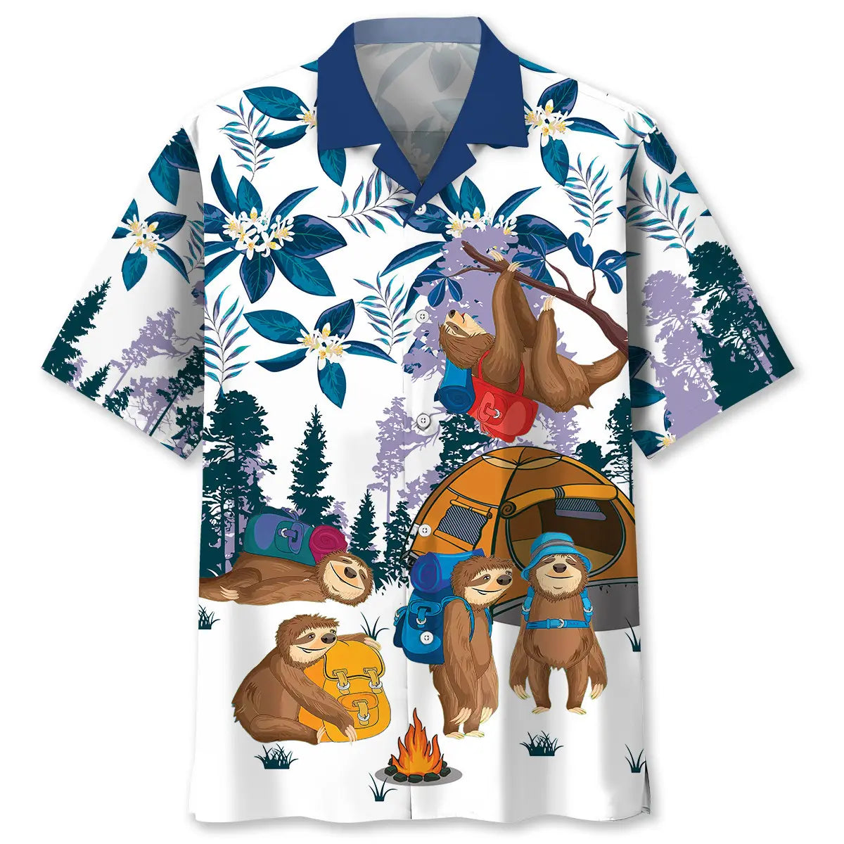 Slow Pace Hiking Sloth Hiking Team Hawaiian Shirt For Poolside Gathering And Resort Wear