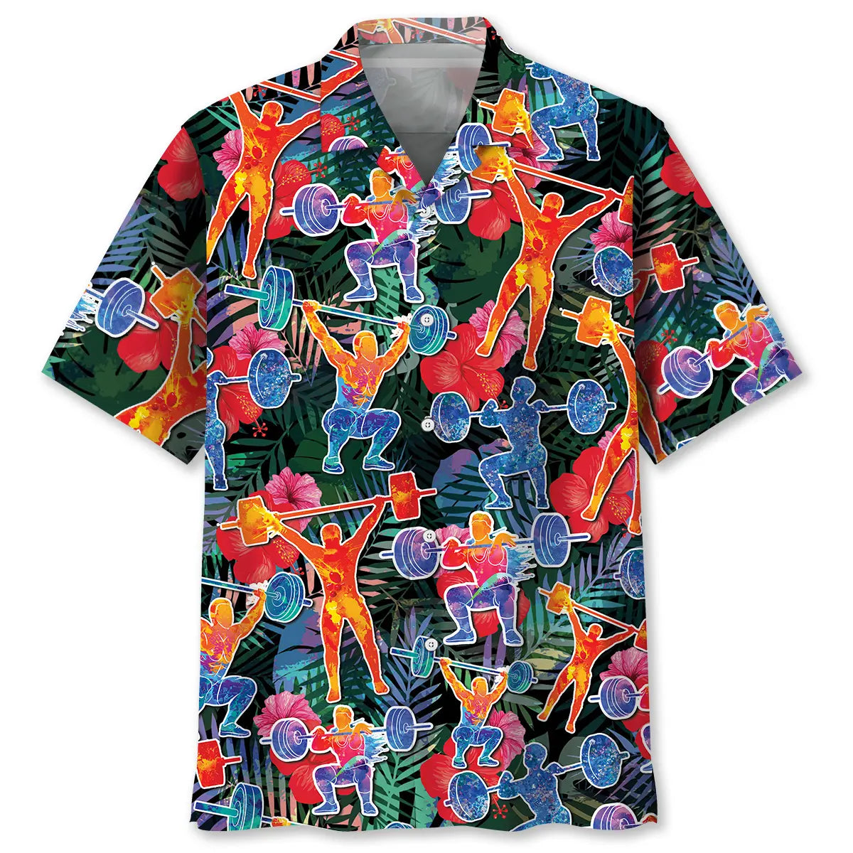 Tropical Weight Lifting Hawaiian Shirt For Coastal Travel, Casual Events, And Comfortable Summer Wear