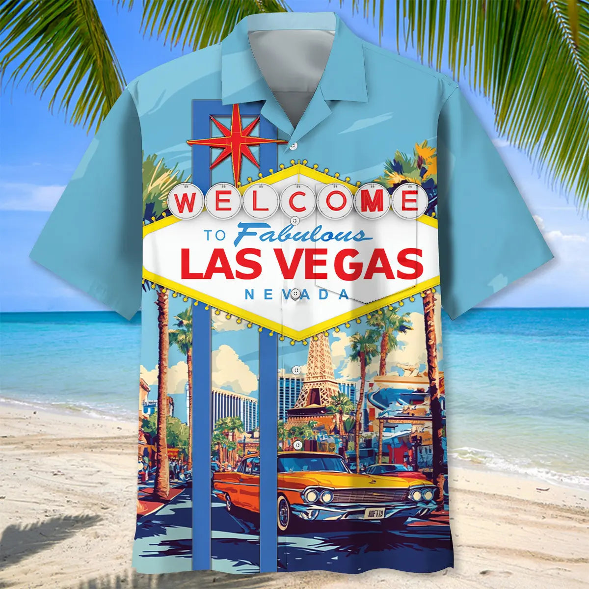 Welcome Las Vegas Nevada Pocket Hawaiian Shirt For Tropical Holidays, Outdoor Gatherings, And Everyday Comfort
