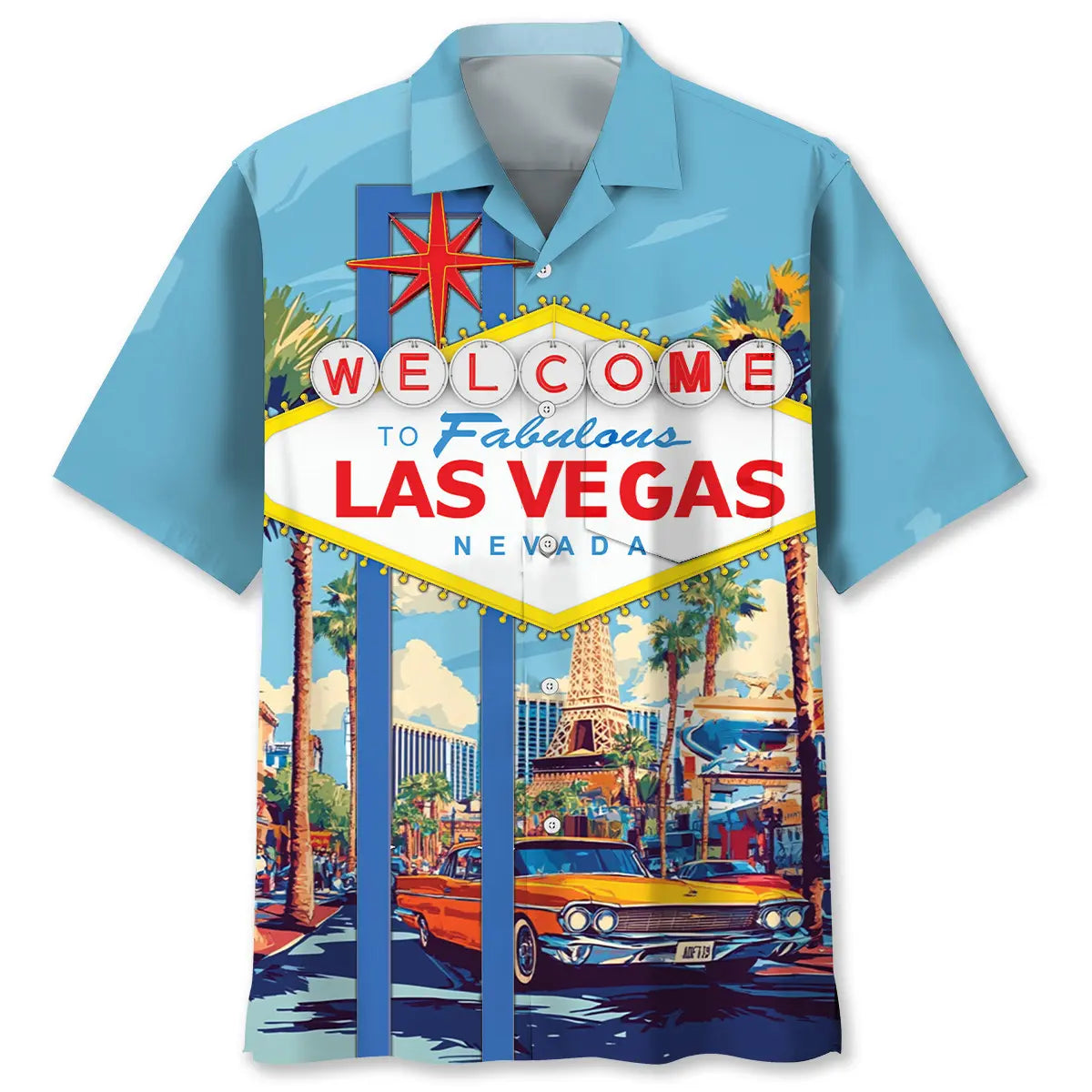 Welcome Las Vegas Nevada Pocket Hawaiian Shirt For Tropical Holidays, Outdoor Gatherings, And Everyday Comfort