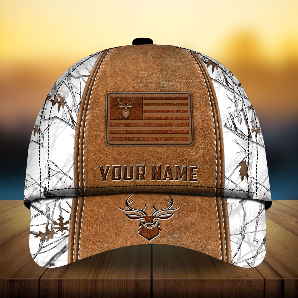 Deer Hunting Leather Personalized Classic Cap For Casual Events Beach Trips And Thoughtful Gifting