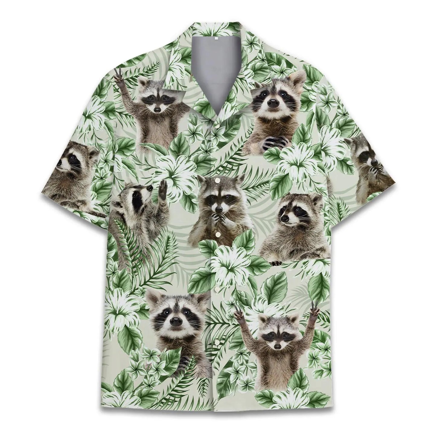 Tropical Island Raccoon Aloha Hawaiian Shirt For Tropical Holidays, Outdoor Gatherings, And Everyday Comfort
