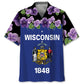 Wisconsin Creative Pattern Hawaiian Shirt For Summer Vacation, Beach Travel, And Casual Wear