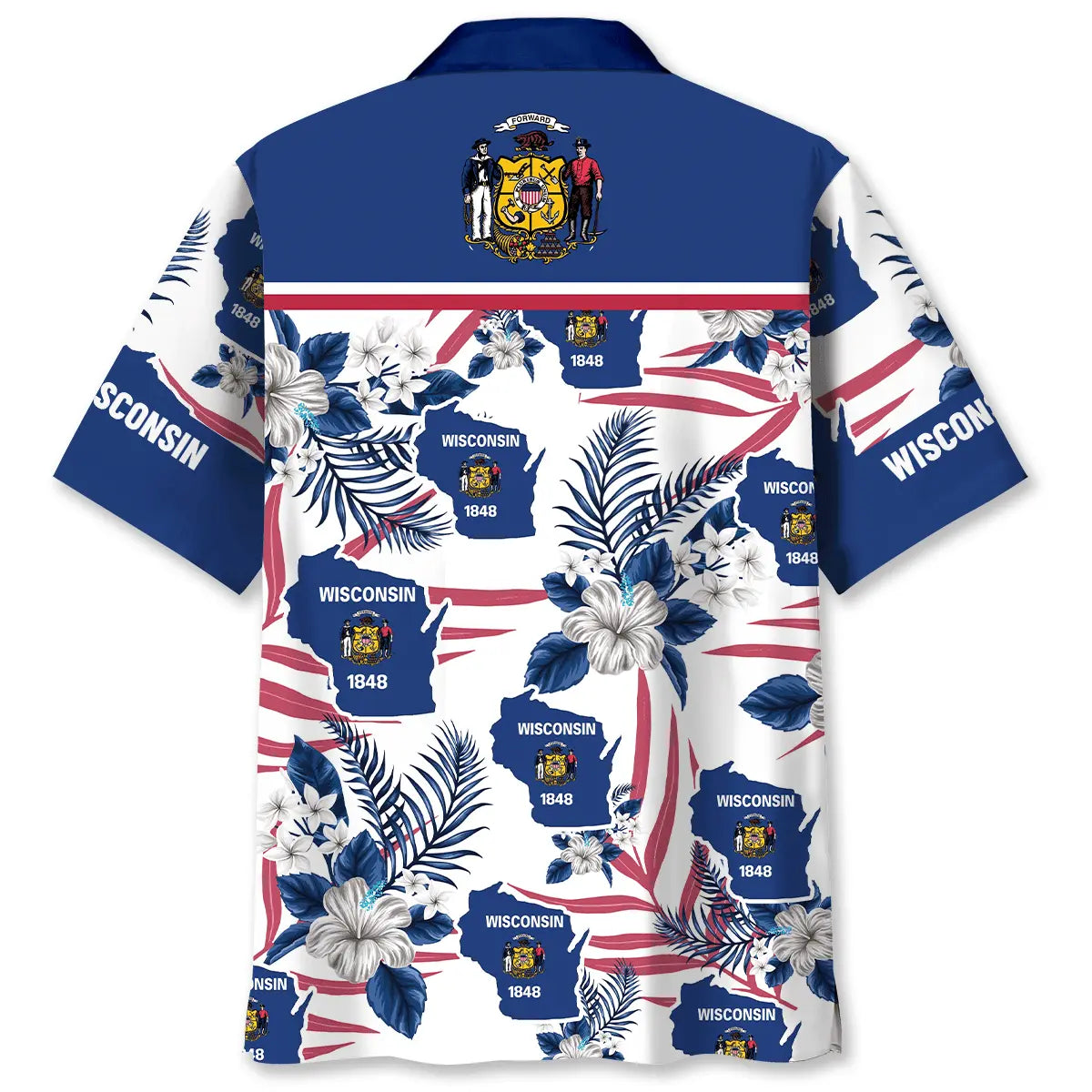Wisconsin Heritage Hawaiian Shirt For Summer Vacation, Beach Travel, And Casual Wear