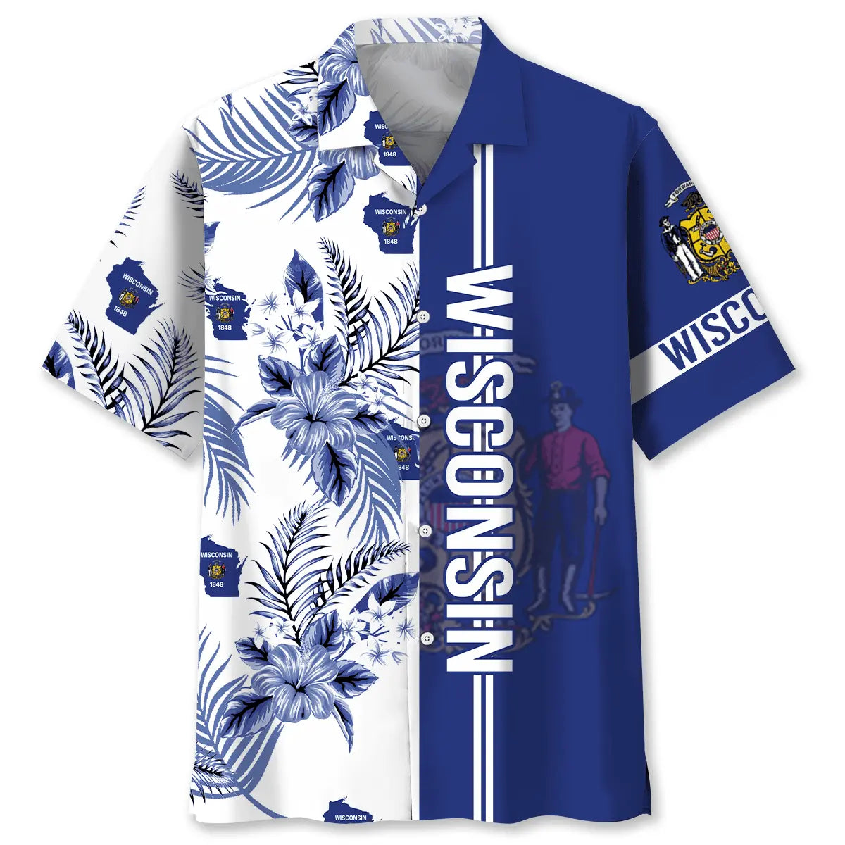 Wisconsin Heritage Nature Hawaiian Shirt For Coastal Travel, Casual Events, And Comfortable Summer Wear