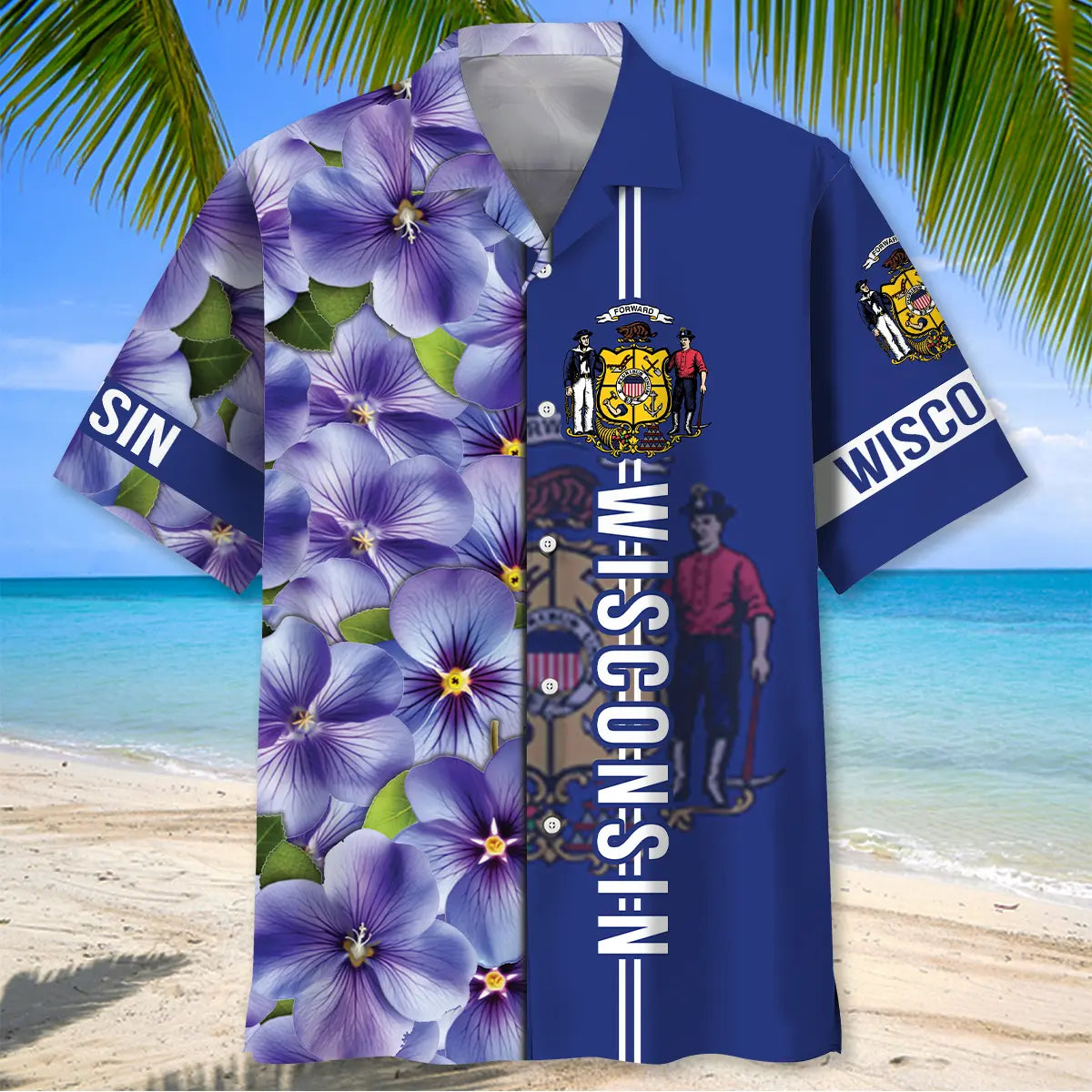 Wisconsin Heritage Proud Hawaiian Shirt For Island Vacations, Resort Wear, And Relaxed Seasonal Style