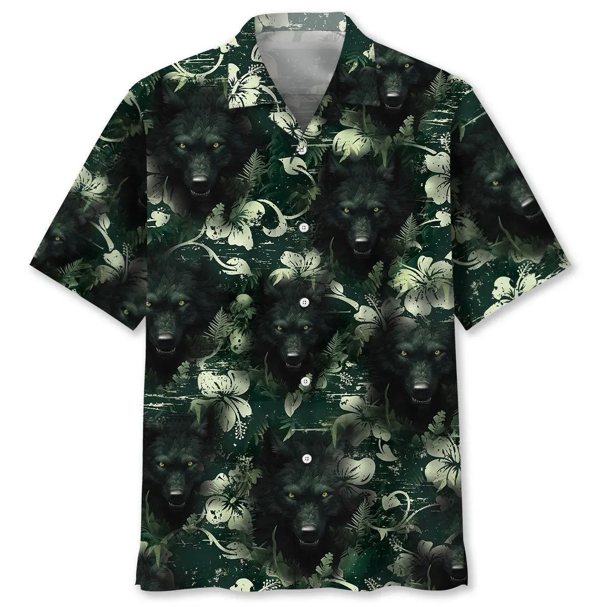 Wolf Darkness Jungle Hawaiian Shirt For Coastal Travel, Casual Events, And Comfortable Summer Wear