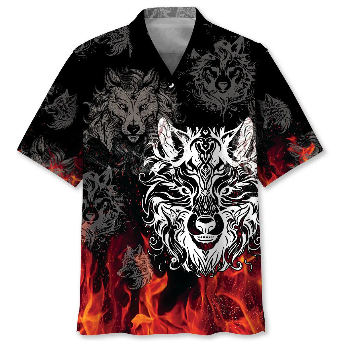 Wolf Fire Hawaiian Shirt For Nature Fans, Resort Trips, And Comfortable Warm Weather Wear
