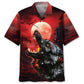 Wolf Red Moon Hawaiian Shirt For Nature Fans, Resort Trips, And Comfortable Warm Weather Wear